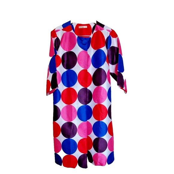 eShakti Dresses & Skirts - Wayward Fancies eShakti M 8 White Open Coat Large Colorful Polka Dots Pockets